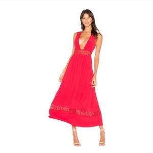Majorelle X Revolve Pinewood Maxi Dress Red Crochet Detail Women's Medium